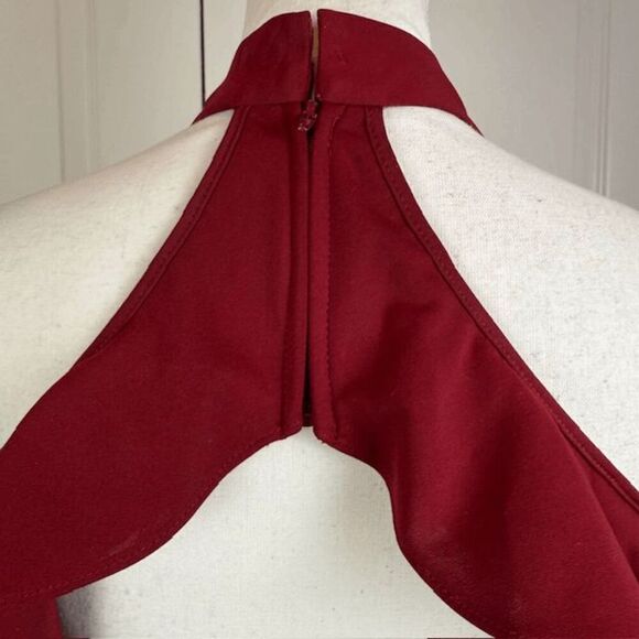 NWT La Femme 25147 Burgundy Red Cocktail Mini Dress Backless Ruffle Size 4 - Picture 8 of 16